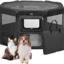 DONORO Dog Playpen Portable Pet Play Pens for Small Dog/Cat/Rabbit/Chicks, Cat Playpen Indoor/Outdoor with Carring Case, Removable Zipper Top and Bottom (Black, Small (29"x29"x15"), 8)