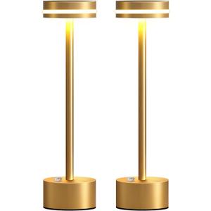 PUSU Cordless Table Lamp Set of 2, Battery Powered LED Desk Lamp Portable Table Lights 3-Level Brightness Touch Control, Lighting for Home Office Bedroom Hotel Restaurant Outdoor Night Light(Gold)