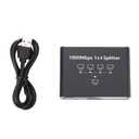 RJ45 Ethernet Splitter with USB Cable, 1000Mbps Speed Gigabit Splitter for Computers, TVs, and Game Consoles, Plug and Play, Aluminum Alloy Material, Up to 100m Distance (1 to 4)