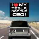 2 x I Love My Tesla, Not The CEO Magnet Decal (Large 5x3.7in), Funny Anti-Elon Musk Decal for Cars - Durable, Waterproof and Reusable, Anti Elon Tesla Club Car Magnet.