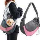 Pet Dog Sling Carrier Puppy Pet Slings Bag for Small Dogs Cats Satchel Carriers Breathable Mesh Hand Free with Adjustable Strap Doggie Crossbody for Outdoor Travel (Pink, Large 5-12 lbs)