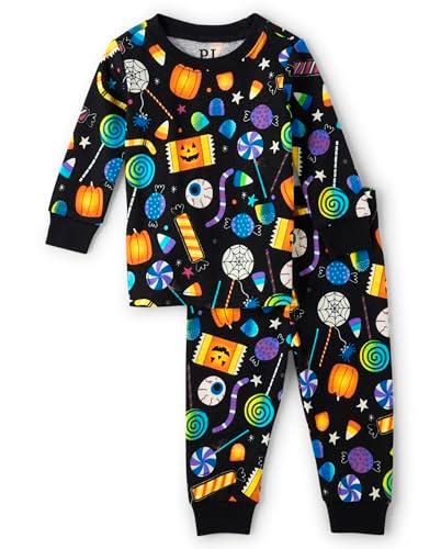 The Children's Place,Unisex Baby,and Kids, Sibling Matching, Holiday Pajama Sets, Cotton,Allover Halloween Candy,18 -24 Months