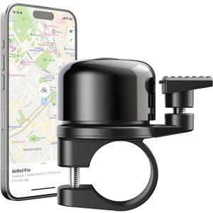 AirBell with Integrated Tracker for Apple Find My Network, AirTag Alternative, Black Size 22 MM