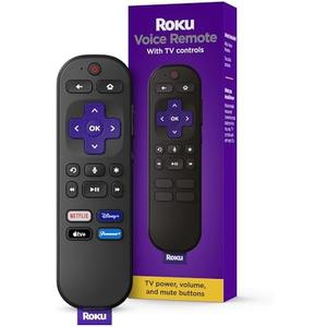 Roku Voice Remote | Replacement TV Remote Control with Voice Control, Simple Setup, & Pre-Set App Shortcuts - Compatible with Roku TV, Players, & Audio Devices