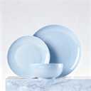 KINGSTONE 12-Piece Bone China Dinnerware Set for 4, Lightweight Porcelain Round Plates and Bowls Set, Durable Scratch Resistant Ceramic Dinner Set, Microwave & Dishwasher Safe, Misty Blue