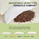 20"X26" Large Organic Buckwheat Pillow with Dual-Layer Pillowcase and Extra Buckwheat Hulls, Adjust Height and Firmness, Neck Support Pillow for Back and Side Sleepers (Off-white)