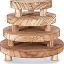 4 Pcs Wood Risers Display Stands Wooden Risers for Table Display Mini Riser Stand Round Rustic Wooden Riser Holder Tiered Tray Decor Riser for Home Decor Kitchen Counter