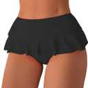 Verdusa Women's Ruffled Bikini Bottoms High Waist Beachwear Swim Briefs (Large, Black)