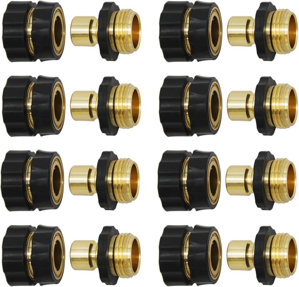 Twinkle Star 3/4 Inch Garden Hose Fitting Quick Connector Male and Female Set (4Sets) with Extra Rubber Washers