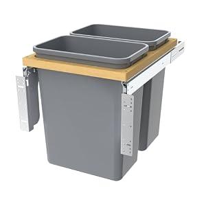 Double 35QT Pull-Out Trash Can Doesn't Include Door Fittings
Double 35QT Trash Bin Doesn't Include Door Fittings, Bottom-Mount Recycling Bin