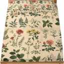 Bedding Queen Size Fitted Sheets Fit 5"-16" Deep Pocket Mattress,Retro Blossom Flower Green Leaves Soft Bottom Sheet Botanical Plant on Beige Fitted Sheet Bed Set with Pillow Case,No Top Sheet (Khaki)