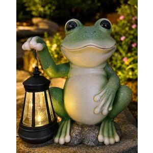 YODY Solar Garden Statues Outdoor Decor Frog with Lantern