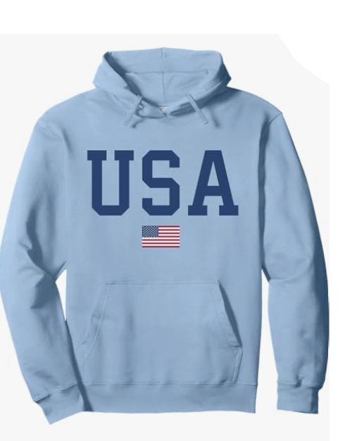 USA Hoodie Women Men Casual Graphic Patriotic American Flag Pullover Hoodie L