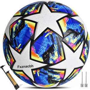 Fxznacbh Soccer Ball Size 5 Indoor and Outdoor Soccer Balls,Waterproof PU Leather,Official Match Ball,with Pump & Needles