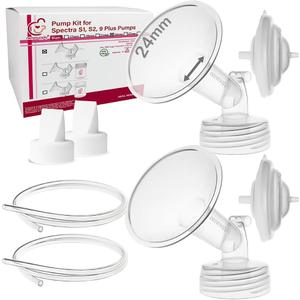 Nenesupply 24mm Flange Pump Parts Compatible w Spectra S2 S1 Breast Pumps Replacement Kit for Spectra Pump Parts S2 Parts S2 Accessories Inc Flange Duckbill Valve Backflow Protector