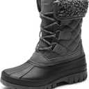 DREAM PAIRS Womens Winter Snow Duck Boots,Waterproof Mid Calf Anti-slip Stability Lace Up Faux Fur Lining Warm Cozy Boots Outdoor Supportive Insole (9, Grey)