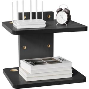 WALI Floating TV Shelf, 2 Tier Projector Shelf for DVD Players, Routers, Game Consoles, Cable Boxes, Living Room Decor Accessories, Wall Mount Shelves Holds Up to 22lbs (CS202NB), 2-Shelf, Black