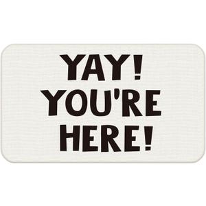 Yay You're Here Door Mat, Funny Welcome Doormat Outdoor Indoor Entrance, Funny Welcome Mats for Outside Entryway Porch, 17x30 Inches