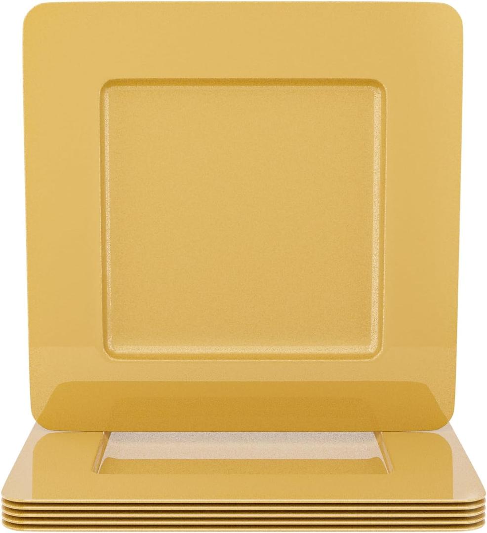 MAONAME Gold Charger Plates, Plastic Plate Chargers Set of 6, 13" Round Chargers for Dinner Plates, Decorative Table Charger for Wedding, Table Setting