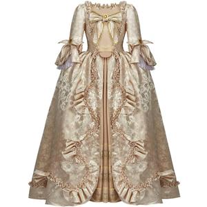 Court Rococo Baroque Marie Antoinette Ball Dresses 18th Century Victorian Dress Ball Gowns Royal Women Costume (X-Small, Gold)