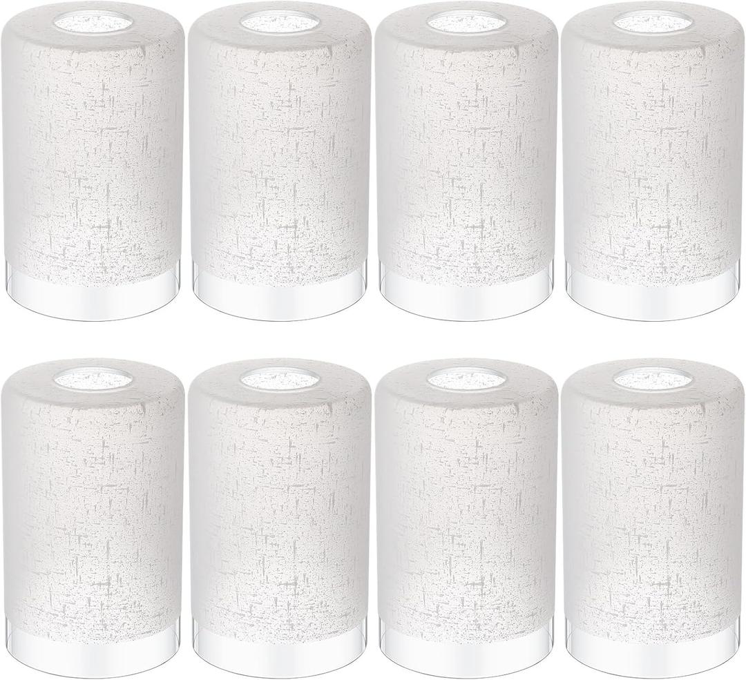 Teenyyou 8 Pcs White Linen Frosted Glass Shade Replacements for Pendant Light Fixtures Glass Lamp Shade Cover, 1-5/8 Inch Fitter E26 Base, 4"w x 6"h, Replacement Lamp Globe for Chandelier Wall Sconce
