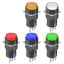 5-Pack 16mm Momentary Push Button Switch Round Cap LED Lamp Light 5A SPDT LA16Y-11 - Multicolor