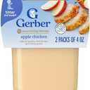 Gerber Baby Food 2nd Foods, Dinner, Apple Chicken Puree, 4 Ounce Tubs, 2-Pack (Pack of 8), Best Before: MAR/31/26