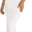 PRETTYGARDEN Womens 2026 Summer Off The Shoulder Dress Ruched Bodycon Sleeveless Split Cocktail Party Maxi Dresses (White, XL)