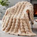 Faux Fur Throw Blanket for Couch, 1000 GSM Cozy Fuzzy Fluffy Soft Plush Thick Bubble Sherpa Blanket for Sofa Bedroom Living Room, Mothers Day Birthday Gifts for Women Home Decor (50*60, Beige)