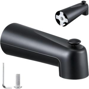 Enhon 7 Inch Slip on Tub Spout with Diverter, Compatible with Moen 3839/Moen 3853, Bathtub Diverter Spout Fits 1/2" Copper Water Tube(5/8" Diameter), 5/32" Hex Wrench(Matte Black,Classic)