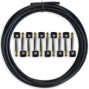 Crosby Solderless Pedalboard Cable Kit - No Cable Stripping Required, 10 Feet of Cable & 10 Gold Tip Connectors with Magnetic Screws & Screwdriver Make 5 DIY Custom Patch Cables