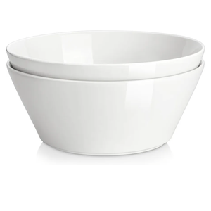 MALACASA Serving Bowls, 105 OZ Large Salad Bowls Set of 2, Porcelain White Bowls for Kitchen, Deep Bowls for Salad, Soup, Pho and Fruit, Ceramic Serving Bowls for Party, Microwave Safe, Series Regular