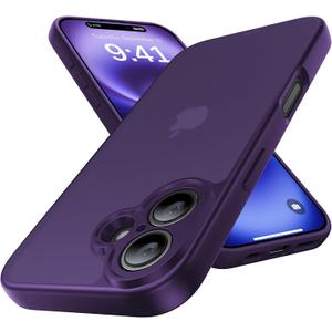 Shockproof for iPhone 16 Case, [Full Camera Protection] [Military-Grade Drop Protection] Protective Anti-Yellow Slim Translucent Matte Skin-Friendly for iPhone 16 Phone Case, Purple