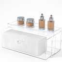 Clean Pad Storage Drawer, Acrylic Pad Dispenser for Clean Skin Club, Square Cotton Pads Holder, Rectangular Cotton Rounds Dispenser, Horizontal with drawer