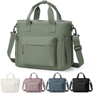 Insulated Lunch Bag Women Large Lunch Tote Bag Box Bags Boxes with Shoulder Strap Adult for Women Men Work Grey Green with Water Bottle Holder (16.5L)