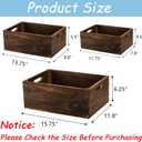 Frcctre Set of 3 Wood Nesting Storage Crates with Handles, Decorative Farmhouse Wooden Crates Storage Containers Rustic Handmade Natural Solid Wood Basket