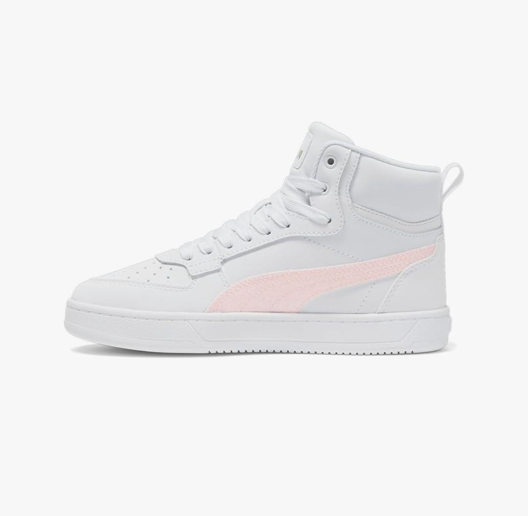 PUMA Kids Girls Caven 2.0 Mid Sparkle Jr Lace Up Sneakers Shoes (23.5cm, White)