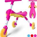 Tricycle for Toddlers 1-3 Years Old Foldable Tricycle for Toddlers Toddler Bike for Boys and Girls Easy to Ride and Steer No Assembly Needed Christmas, 1st Birthday Gifts Boy - Pink - KIDRIM, Small