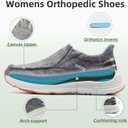 OrthoComfoot Women's Orthopedic Slip On Loafers: Comfortable Orthotic Walking Shoes with Arch Support for Plantar Fasciitis, Canvas Thick Sole Loafers for Foot and Heel Pain Relief (Gray)
