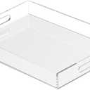 Acrylic Tray 16x12 with Cut Handles - Spill Proof Decorative Tray is an Ideal Countertop Organizer for Living Rooms, Ottoman Coffee Tables, Offices, Kitchens & Serving Guests