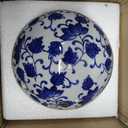 Red Lantern 6" Large Decorative Porcelain Ball, Blue Leaves