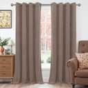 YoungsTex 96 Inches Long Taupe Velvet Curtains for Living Room, Thermal Insulated Blackout Drapes with Grommet Privacy for Sliding Door Bedroom, 2 Panels, 52 X 96 Inch