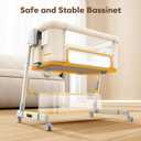 NeoBorn 4 in 1 Baby Bassinet, Bedside Bassinet with Breathable Mesh Design, 7 Height Adjustable Rocking Bassinet, Crib with Comfy Mattress and Wheels for Newborns, Khaki