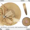 dressfan Fascinator Hats for Women,20s 50s Linen Vintage Hat for Derby/Church/Wedding/Cocktail/Tea Party, M31-Khaki