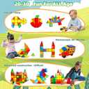 HAS Happiness and Surprise 100 pcs Magnetic Tiles,Dinosaurs Magnetic Tiles Building Blocks with Storage Drawing Bag,3D Magnet Puzzles Toys for Preschool