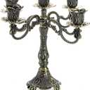 Peohud 5-Candle Metal Candelabra, 10 Inch Tall 5 Arms Candle Holder Stick for Taper Candles, Vintage Candelabra Candle Stand for Home Decor, Event, Wedding, Party