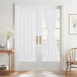 NICETOWN 100% Blackout Door Curtains - Thermal Insulated Light Block Privacy French Door Sidelight Curtain Window Shades, 30 x 72 inch, 1 Panel, White