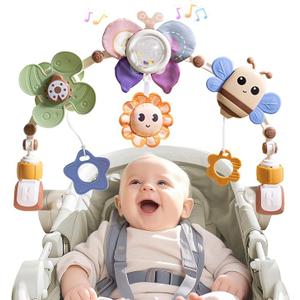 qesfir Musical Baby Stroller Arch Toys, Travel Car Seat Toys, Baby Play Arch Crib Accessory Toys, Mobile for Bassinet, Pram Activity Arch Bar Toys for Babies Infants