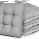 Love's cabin Memory Foam Chair Cushions Set of 4, Outdoor/Indoor Chair Pads for Dining Chairs 4 Pack, Seat Cushions for Kitchen, Dining Room, Office, Patio Chairs, 19"x19"x3.5" Light Grey