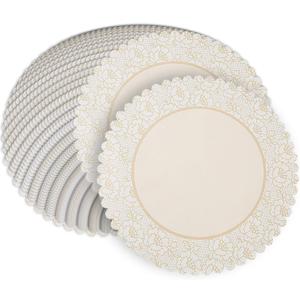Fun Express Paper Lace Doilies Placemats Bulk Set of 50 - Round Disposable Table Mats 12 Inch for Rustic Wedding Decor & Boho Party Decorations | Vintage White Dinner Tablescape Accessories (Large)